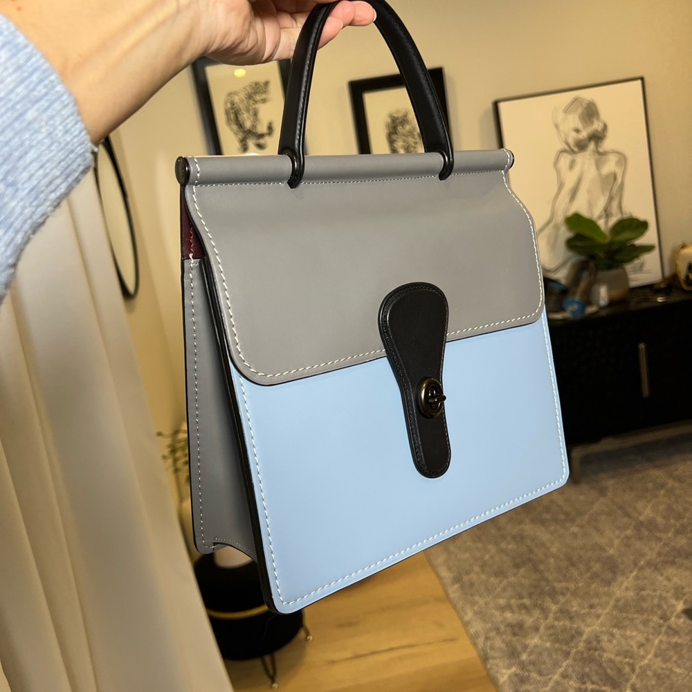 COACH Willis top handle Gray and Blue Women's Handbag